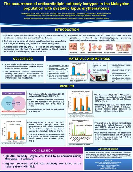 The occurrence of anticardiolipin antibody isotypes in the Malaysian population with systemic lupus erythematosus Lay Kim Tan1, Masita Arip1, Chun Lai.