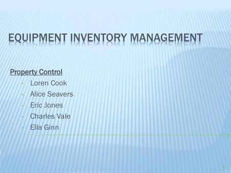 Equipment Inventory Management