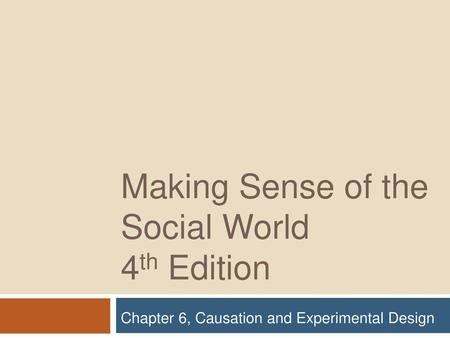 Making Sense of the Social World 4th Edition