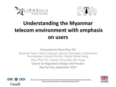 Understanding the Myanmar telecom environment with emphasis on users