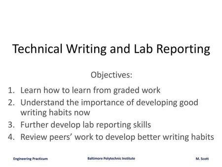 Technical Writing and Lab Reporting