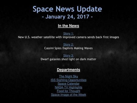 Space News Update - January 24, In the News Departments