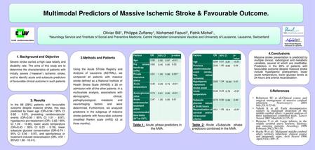 Multimodal Predictors of Massive Ischemic Stroke & Favourable Outcome.