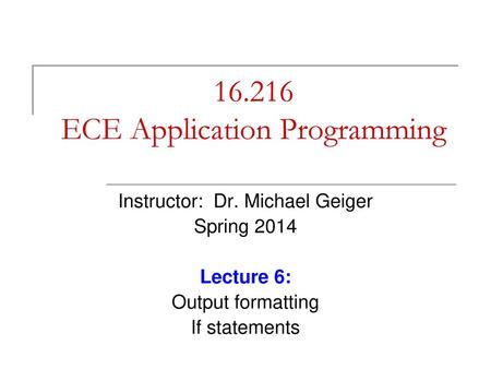 ECE Application Programming