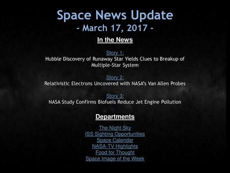 Space News Update - March 17, In the News Departments Story 1: