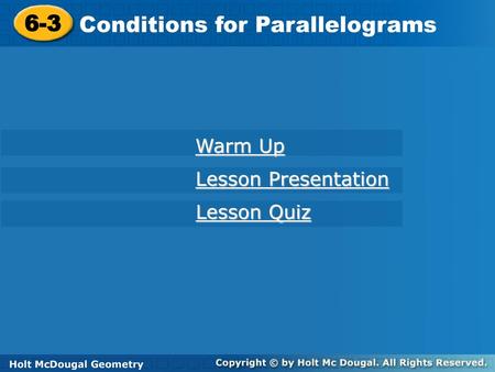 Conditions for Parallelograms