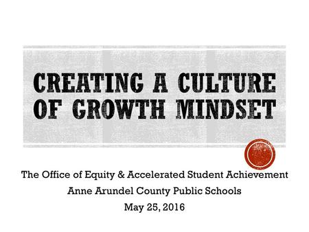 CREATING A CULTURE OF Growth Mindset