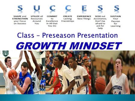 Class – Preseason Presentation GROWTH MINDSET