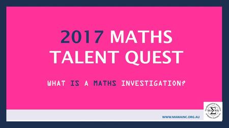 WHAT IS A MATHS INVESTIGATION?