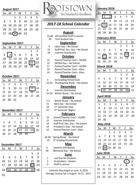 School Calendar August 25,28    All Certified Staff In-service