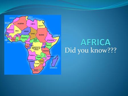 AFRICA Did you know???.