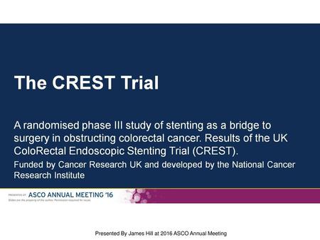 Presented By James Hill at 2016 ASCO Annual Meeting