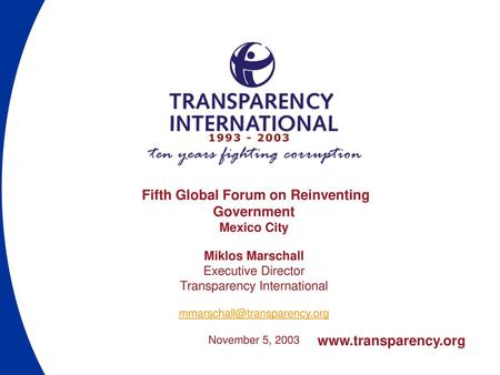 Fifth Global Forum on Reinventing Government