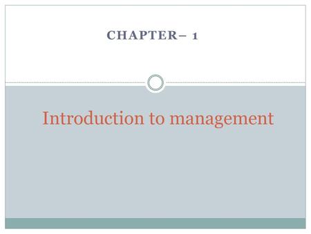 Introduction to management