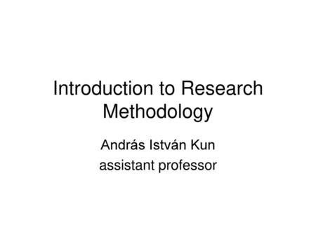 Introduction to Research Methodology