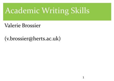 Academic Writing Skills