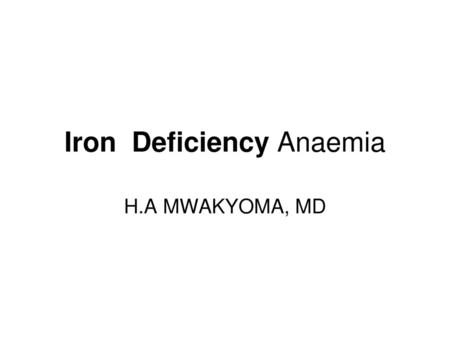 Iron Deficiency Anaemia