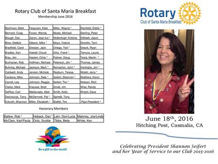 June 18th, 2016 Rotary Club of Santa Maria Breakfast