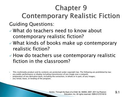 Chapter 9 Contemporary Realistic Fiction