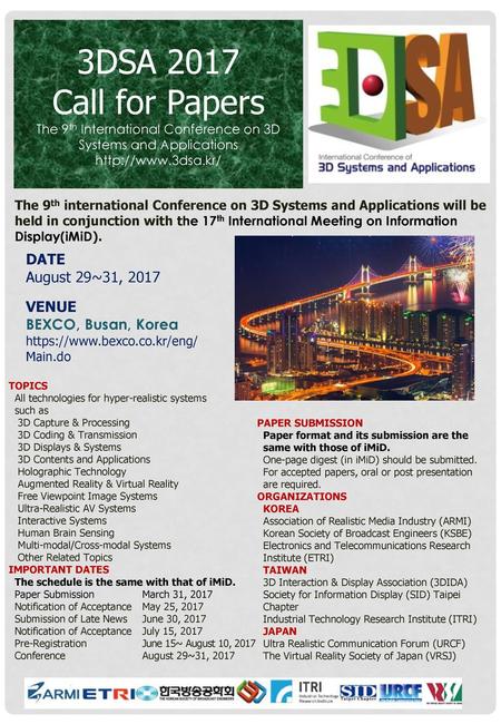 The 9th International Conference on 3D Systems and Applications