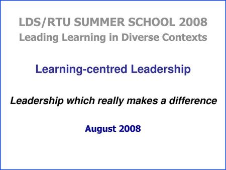 Learning-centred Leadership