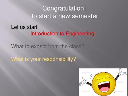 Congratulation! to start a new semester