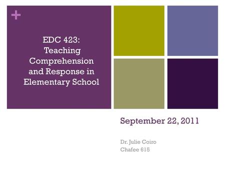 Teaching Comprehension and Response in Elementary School