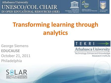 Transforming learning through analytics