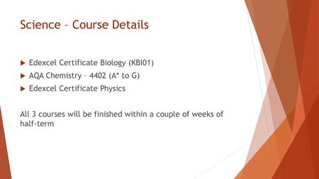 Science – Course Details