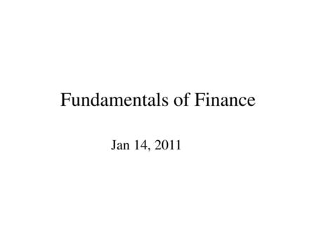 Fundamentals of Finance