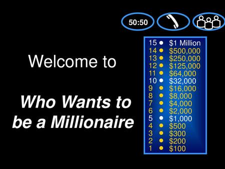 Welcome to Who Wants to be a Millionaire