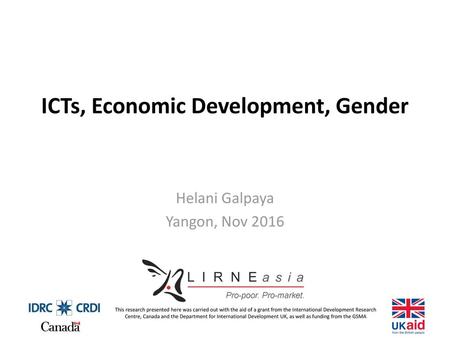 ICTs, Economic Development, Gender