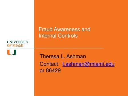 Fraud Awareness and Internal Controls