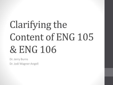 Clarifying the Content of ENG 105 & ENG 106