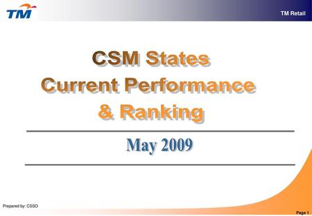 CSM States Current Performance & Ranking May 2009.