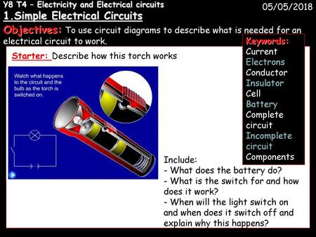 Y8 T4 – Electricity and Electrical circuits 1