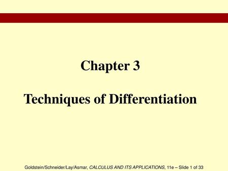 Chapter 3 Techniques of Differentiation