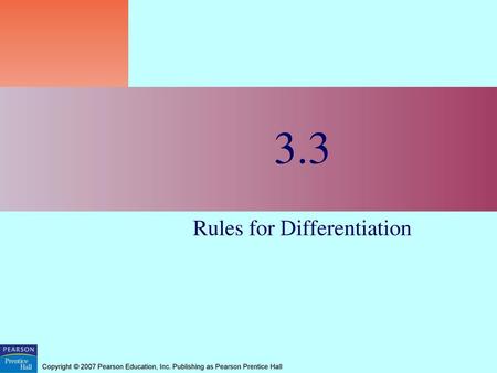 Rules for Differentiation