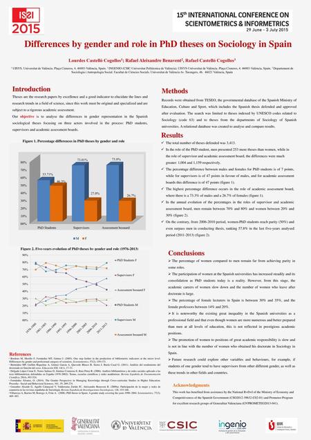 Differences by gender and role in PhD theses on Sociology in Spain