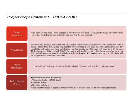 Project Scope Statement – IMOCA 60 RC