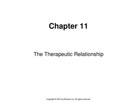 The Therapeutic Relationship