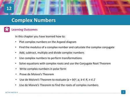 Complex Numbers 12 Learning Outcomes