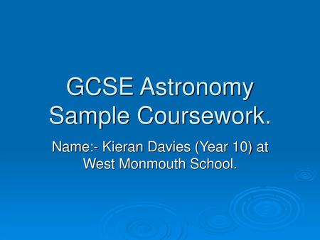 GCSE Astronomy Sample Coursework.