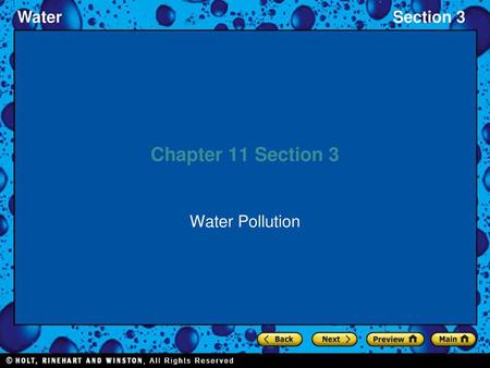 Chapter 11 Section 3 Water Pollution.