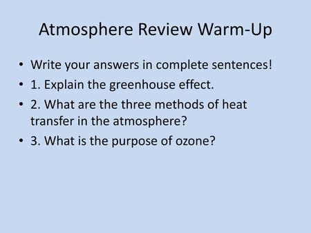 Atmosphere Review Warm-Up