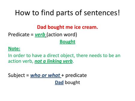 How to find parts of sentences!