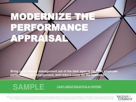 MODERNIZE THE PERFORMANCE APPRAISAL