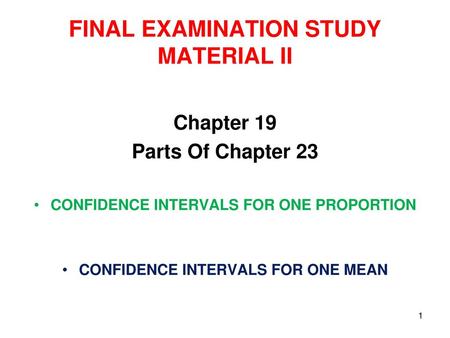 FINAL EXAMINATION STUDY MATERIAL II