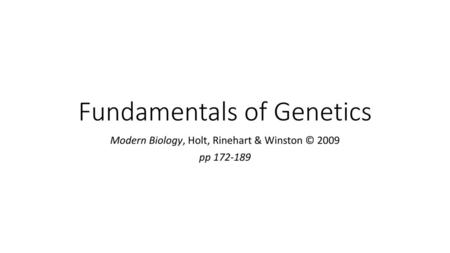 Fundamentals of Genetics