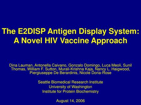 The E2DISP Antigen Display System: A Novel HIV Vaccine Approach